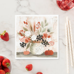 Fall Posy and Rust Speckled Pot Napkins