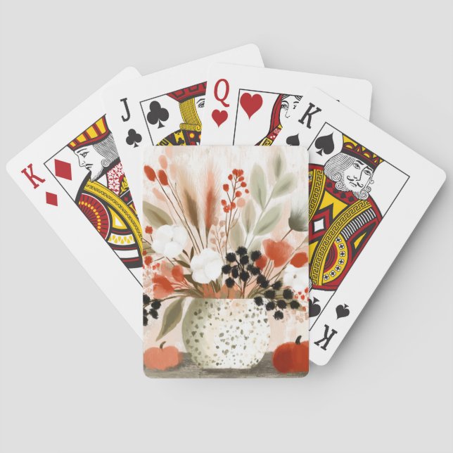 Fall Posy and Rust Speckled Pot Poker Cards (Back)