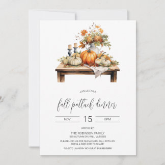 Fall Potluck Dinner Invitation, Thanksgiving Invitation