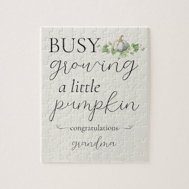 Fall Pregnancy Announcement Little Pumpkin Puzzle (Vertical)