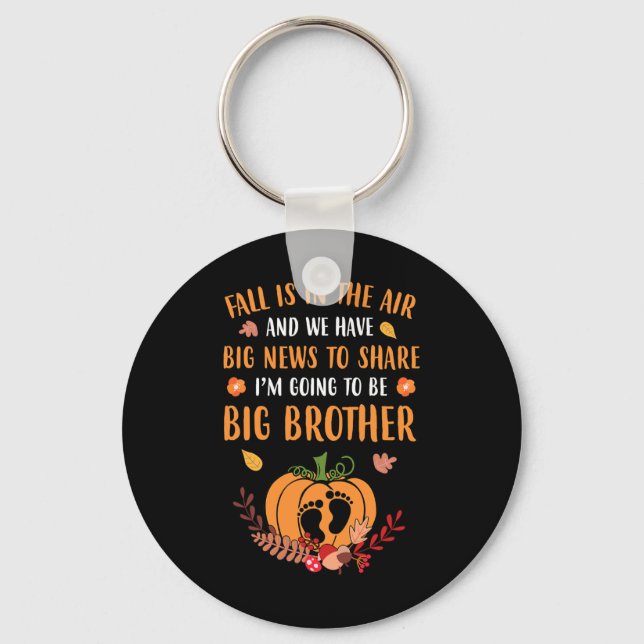 Fall Pregnancy Announcement To Be Brother Autumn B Keychain (Front)