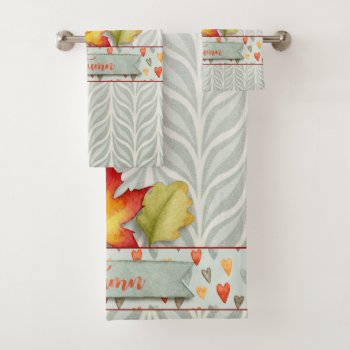 Fall - Pretty Watercolor Shades Of "autumn" Grey Bath Towel Set by steelmoment at Zazzle