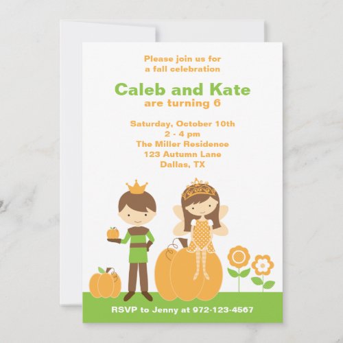 Fall Prince and Fairy Princess Invitation