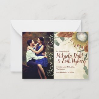 Fall Protea Flowers Save the Date Card