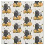 Fall Puli Dog (black) Pumpkins Leaves Cute Funny Fabric