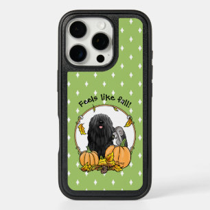 Fall Puli Dog (black) Pumpkins Leaves Cute Funny iPhone 16 Pro Case