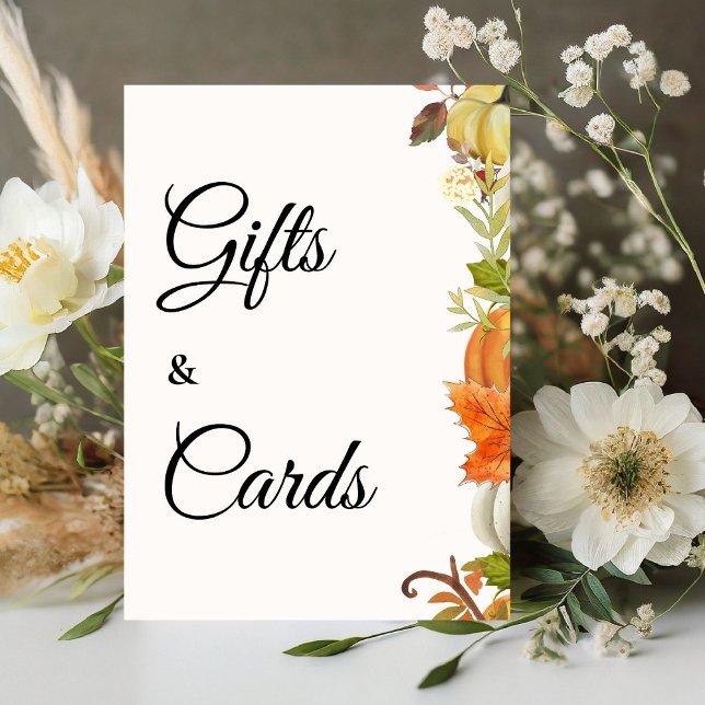 Fall Pumkin Autumn Bridal Shower Gifts & Cards Pedestal Sign (Creator Uploaded)