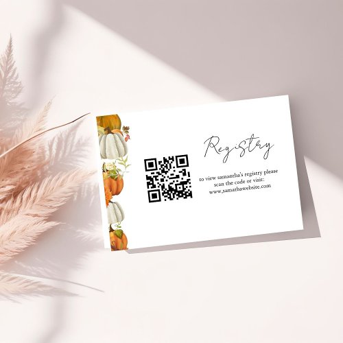 Fall Pumkin bridal shower registry Enclosure Card