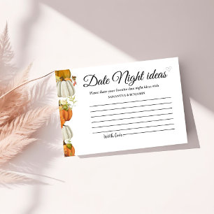 Fall Pumkin Date Night Ideas Bridal Shower Enclosure Card