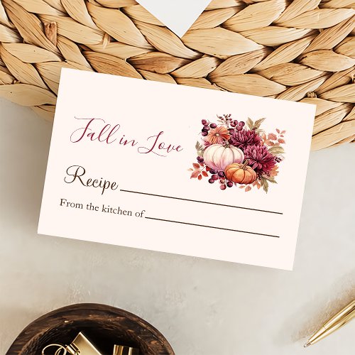 Fall Pumkpkin Bridal Shower Recipe Note Enclosure Card