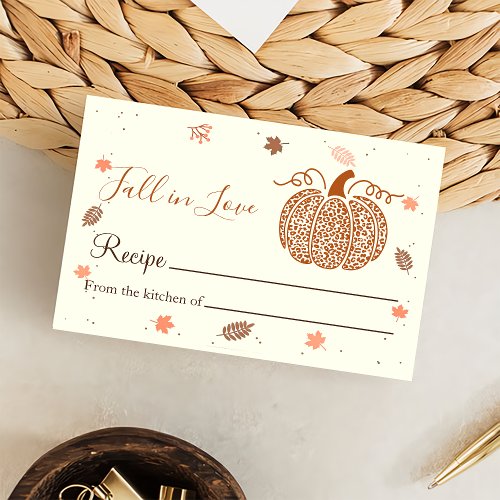 Fall Pumkpkin Bridal Shower Recipe Note Enclosure Card