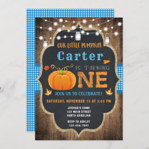 Fall Pumpkin 1st Birthday Invitation Boy