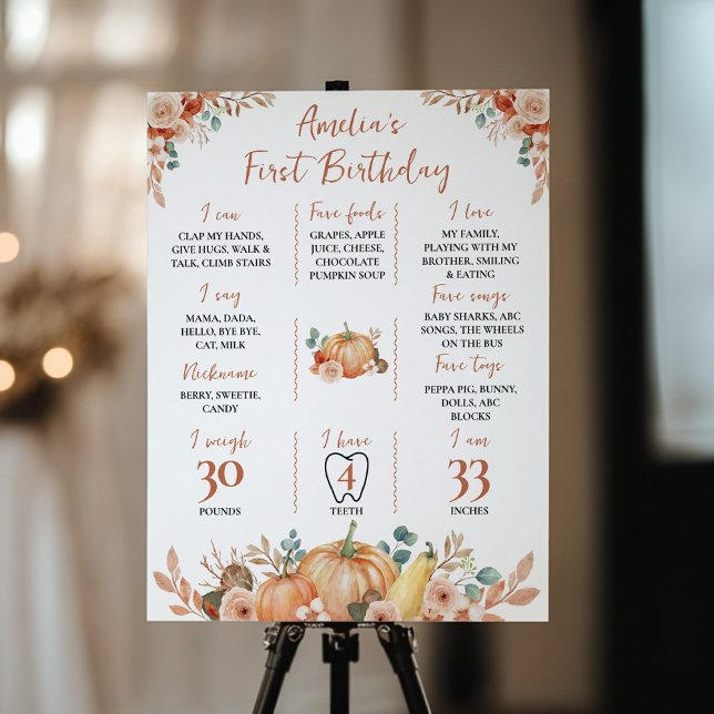 Fall Pumpkin 1st Birthday Milestone Sign (Creator Uploaded)