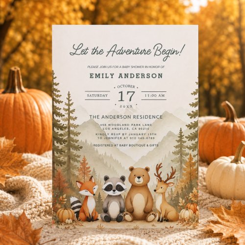 Fall Pumpkin Adventure Terracotta baby shower invitation
