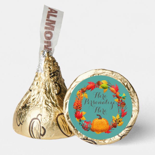 Fall pumpkin and autumn leaves wreath hershey®'s kisses® (Front)