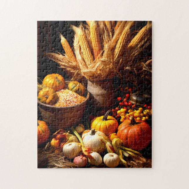 Fall Pumpkin and Corn Puzzle (Vertical)