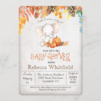 Fall Pumpkin and Elephant Baby Shower Invitation