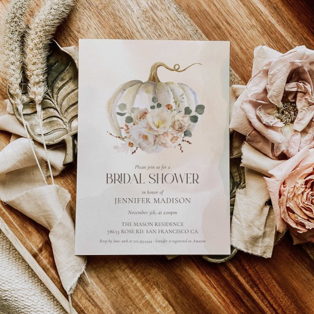 Fall Pumpkin and Floral Bridal Shower Invitation (Creator Uploaded)