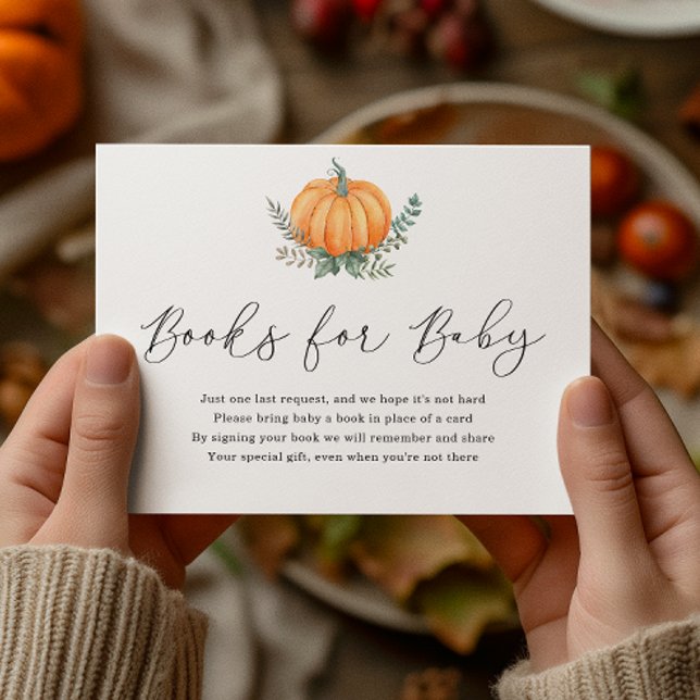 Fall Pumpkin and Greenery Books for Baby Shower  Enclosure Card (Creator Uploaded)