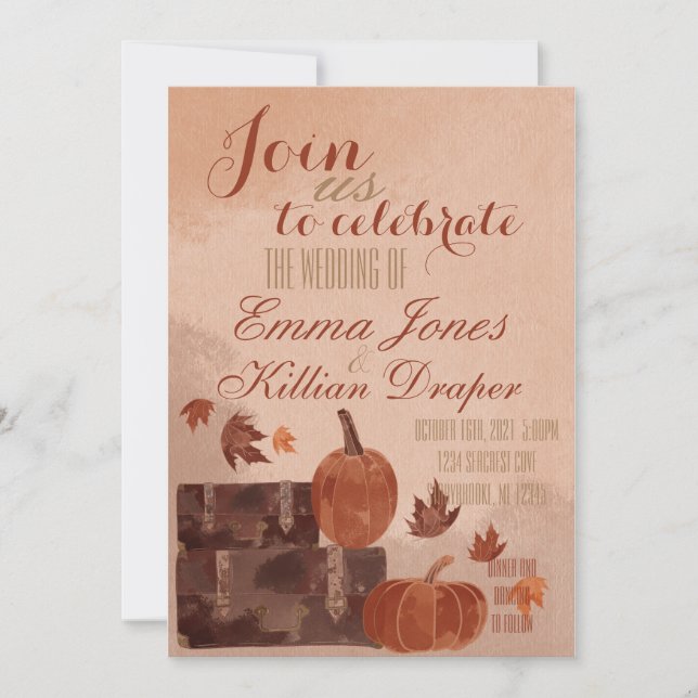 Fall Pumpkin and Leaves  Invitation (Front)