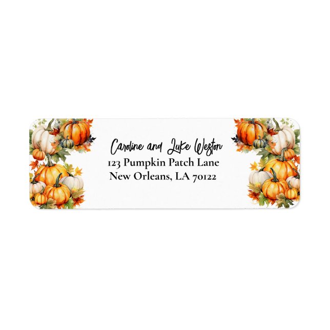 Fall Pumpkin and Leaves Return Address Label (Front)