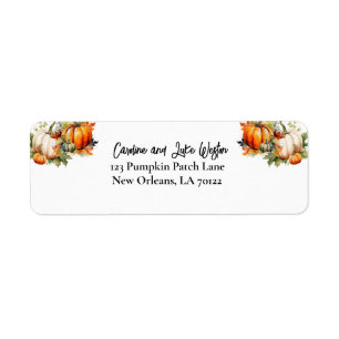 Fall Pumpkin and Leaves Return Address Label
