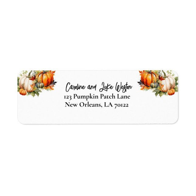 Fall Pumpkin and Leaves Return Address Label (Front)