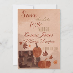 Fall Pumpkin and Leaves  Save The Date