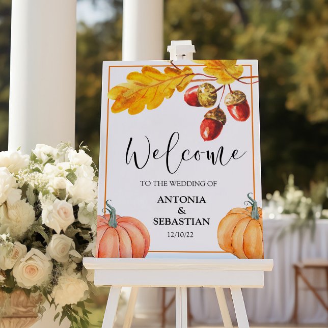 Fall Pumpkin and Leaves Welcome Wedding Foam Board (Creator Uploaded)