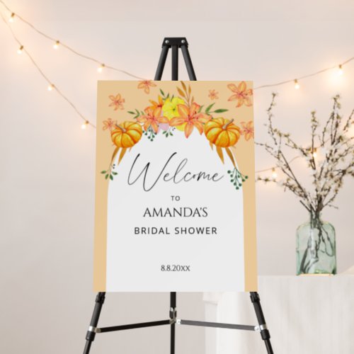 Fall pumpkin and lilies bridal shower welcome foam board