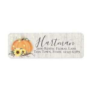 Fall Pumpkin and Sunflower Return Address Label