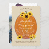 Fall Pumpkin and Sunflowers First Birthday Die Cut Invitation (Front/Back)