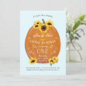 Fall Pumpkin and Sunflowers First Birthday Invitation (Standing Front)