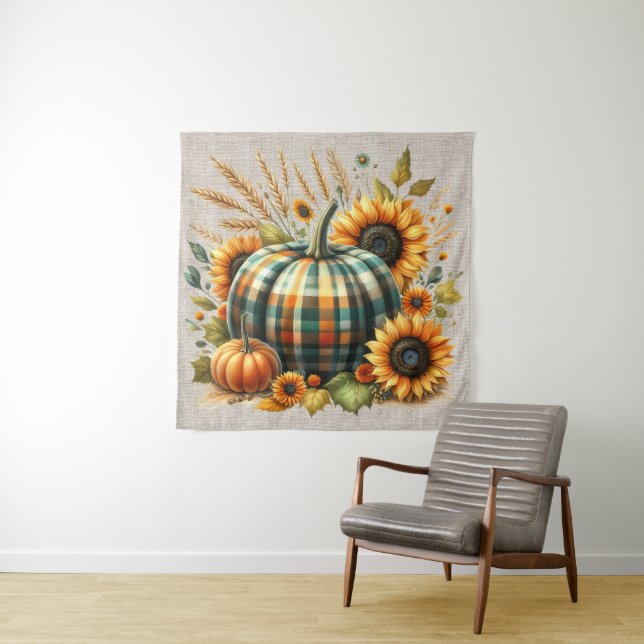 Fall Pumpkin Artwork Tapestry (In Situ)