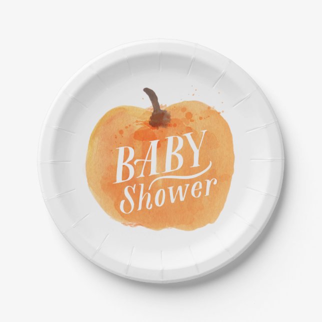 Fall Pumpkin Autumn | Baby Shower Paper Plates (Front)