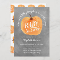 Fall Pumpkin Autumn Chalkboard Baby Shower Invitation