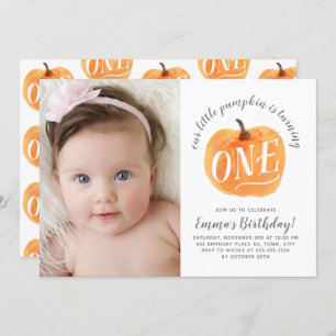 Fall Pumpkin Autumn First Birthday Invitation