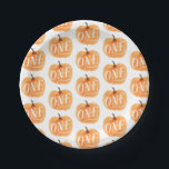 Fall Pumpkin Autumn First Birthday ONE Pattern Paper Plates<br><div class="desc">First birthday pumpkin pattern</div>