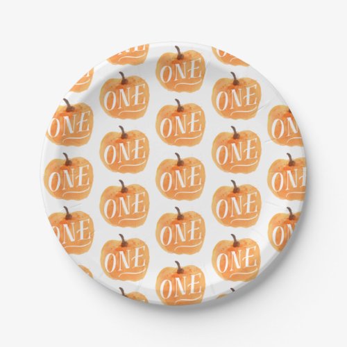 Fall Pumpkin Autumn First Birthday ONE Pattern Paper Plates