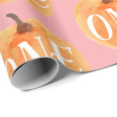 Fall Pumpkin Autumn First Birthday ONE  pink Wrapping Paper (Roll Corner)