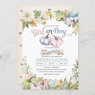 Fall Pumpkin Autumn Gender Reveal Invitation
