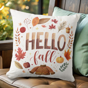fall pumpkin autumn orange watercolor throw pillow
