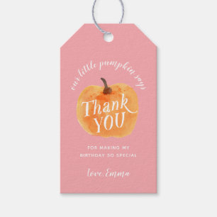 Fall Pumpkin Autumn Rustic Thank You Pink Gift Tags