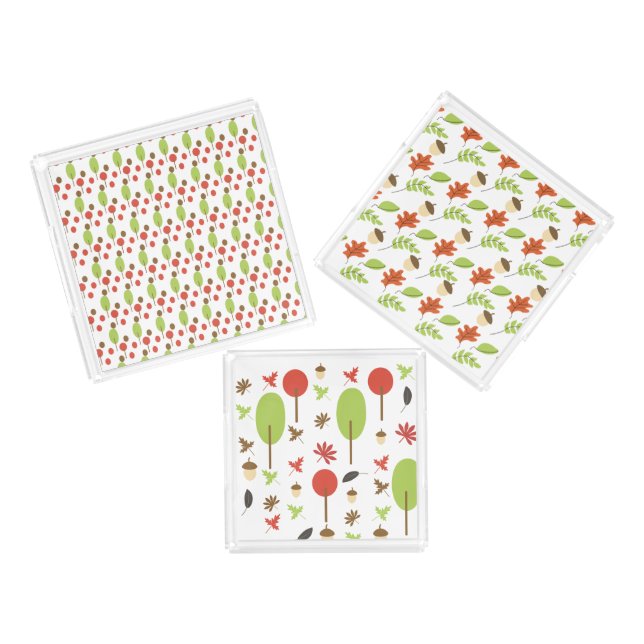 Fall Pumpkin Autumn Storage Set Acrylic Tray (Set)