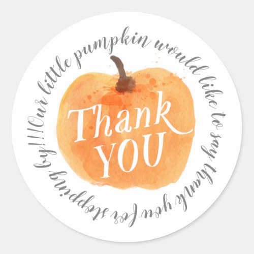 Fall Pumpkin Autumn Thank You White Classic Round Sticker