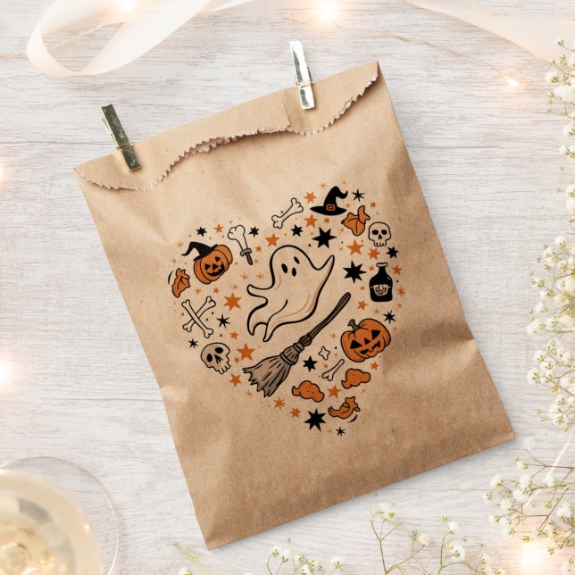 Fall Pumpkin Autumn Thanksgiving Halloween Favor Bag (Clipped)
