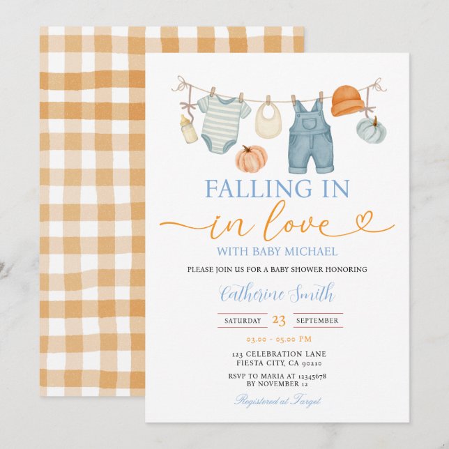Fall Pumpkin Baby Clothes Baby shower Autumn Invitation (Front/Back)