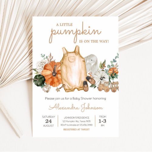 Fall Pumpkin Baby Clothes Baby Shower Invitation