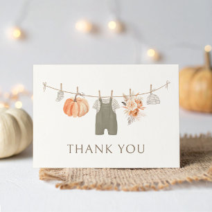 Fall Pumpkin Baby Clothes Baby Shower Letterpress Thank You Card