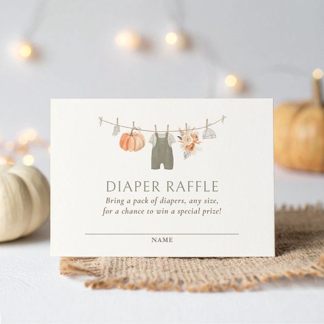 Fall Pumpkin Baby Clothes Diaper Raffle Ticket Enclosure Card (Creator Uploaded)